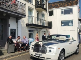 Modern, convertible Rolls Royce wedding car hire in Honiton